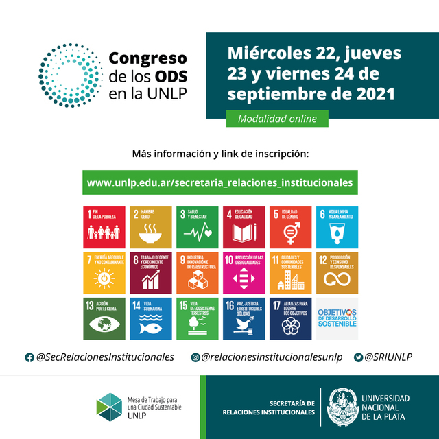 Continúa abierta la inscripción al Congreso de los Objetivos de Desarrollo Sostenible ODS en la UNLP